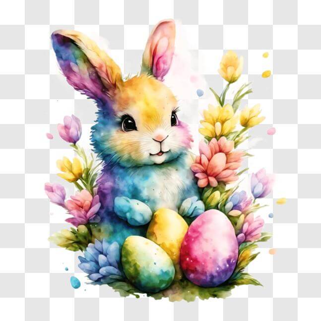 Download Watercolor Bunny and Easter Eggs for Spring Decor PNG Online ...