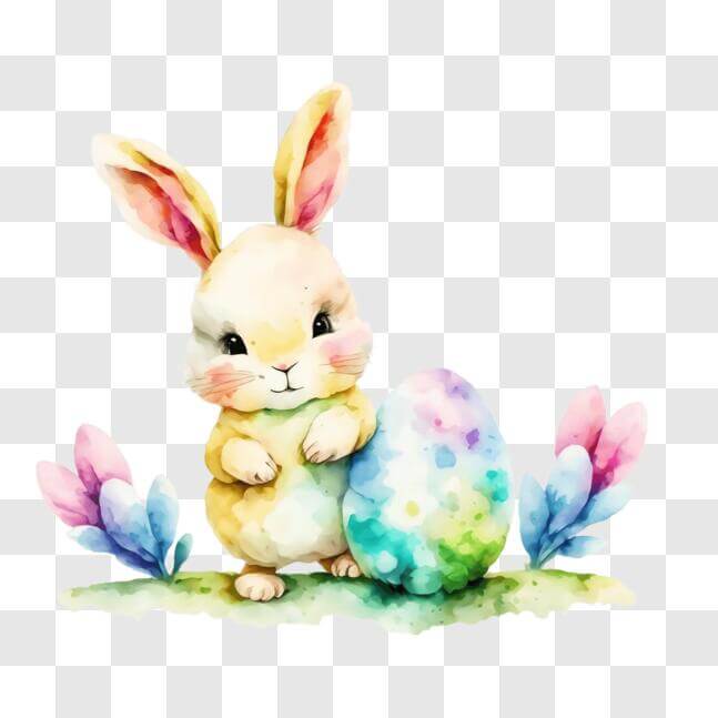 Download Watercolor Rabbit and Easter Egg Decoration PNG Online ...