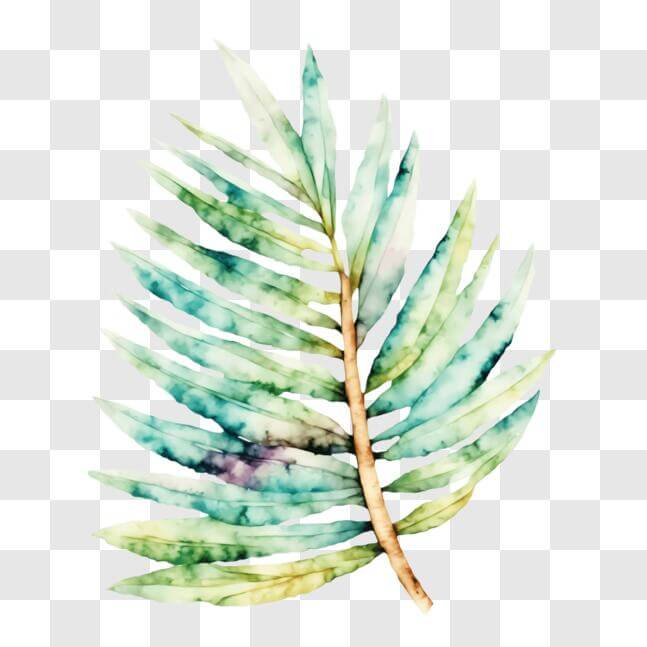 Download Watercolor Painting of Palm Leaf PNG Online - Creative Fabrica