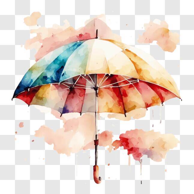 Download Colorful Watercolor Umbrella Artwork PNG Online - Creative Fabrica