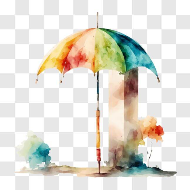 Download Colorful Watercolor Painting of Umbrella PNG Online - Creative ...