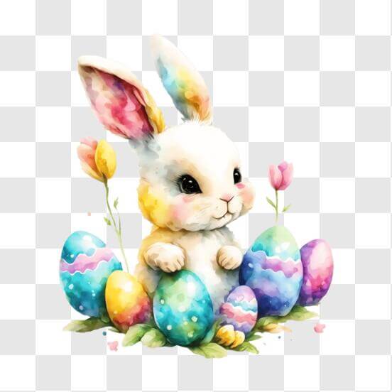 Download Watercolor Bunny and Easter Eggs for Spring Decor PNG Online ...