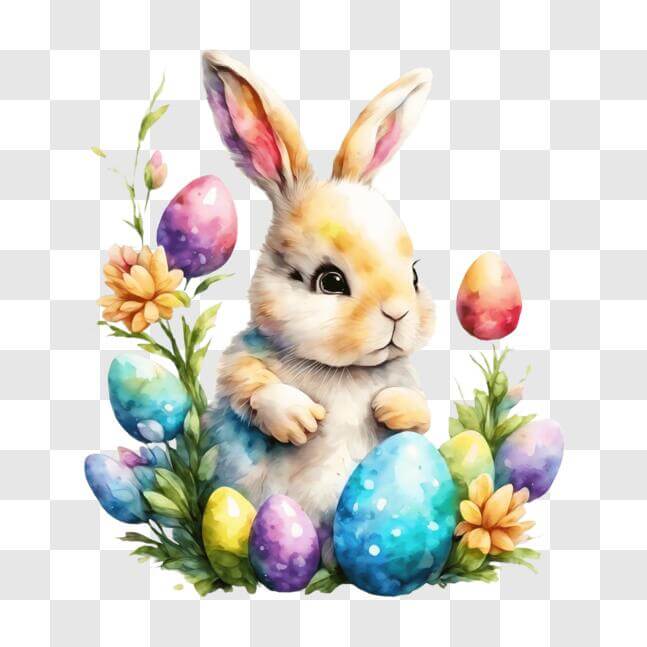 Download Easter Bunny with Colorful Eggs - Spring Holiday Decoration ...