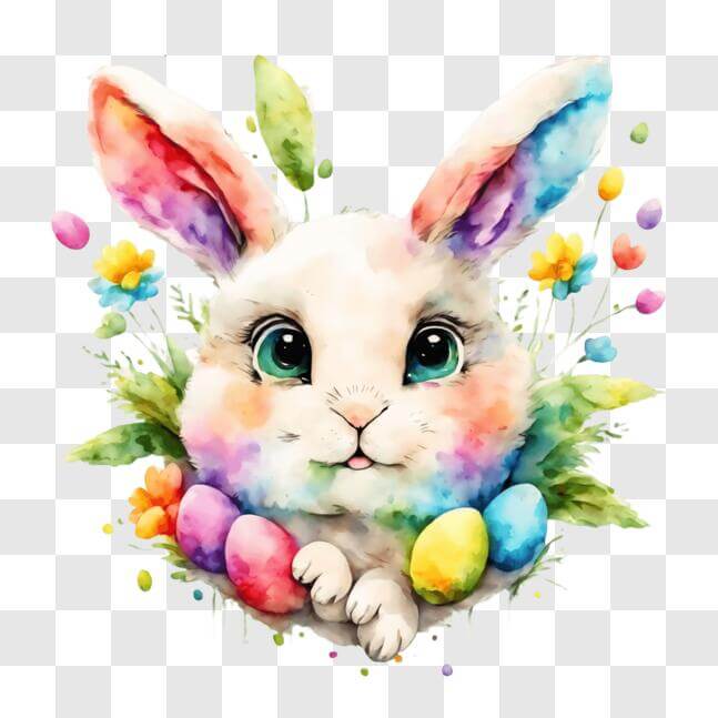 Download Decorate Your Easter with a Watercolor Bunny and Colorful Eggs ...