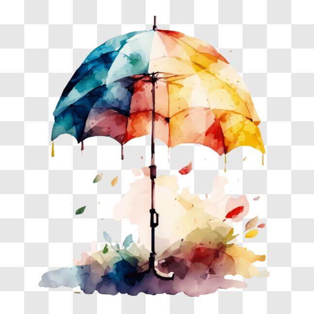 Download Colorful Floating Umbrella Painting PNG Online - Creative Fabrica