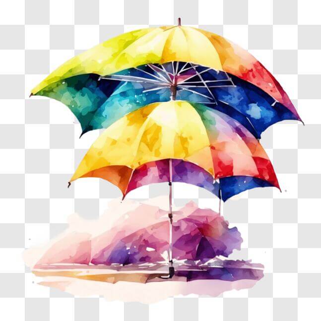 Download Vibrant Watercolor Umbrellas Painting PNG Online - Creative ...