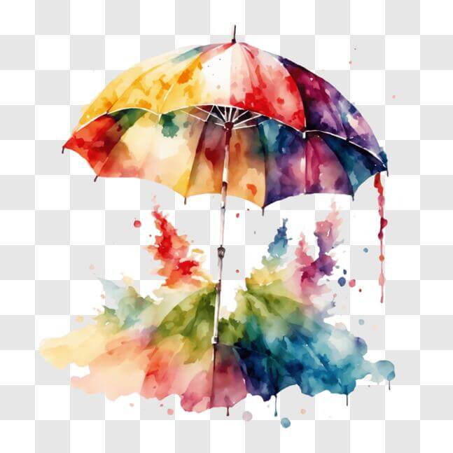 Download Colorful Umbrella with Water Splashes PNG Online - Creative ...