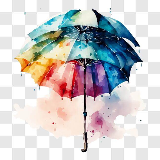 Download Artistic Watercolor Painting of a Floating Umbrella PNG Online ...