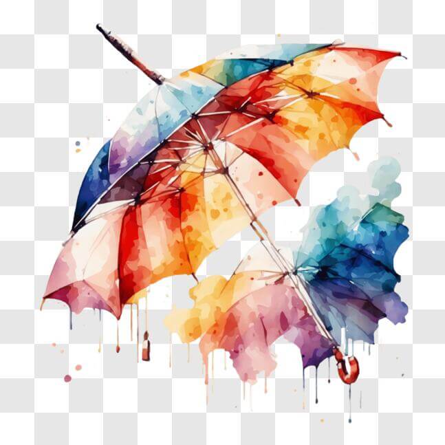 Download Colorful Watercolor Umbrella Painting PNG Online - Creative ...