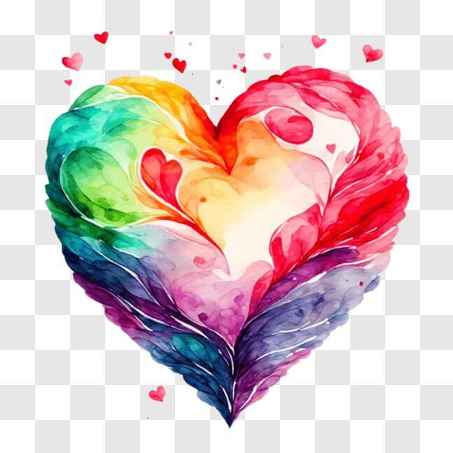 Download Colorful Heart-shaped Watercolor Painting PNGs Online ...
