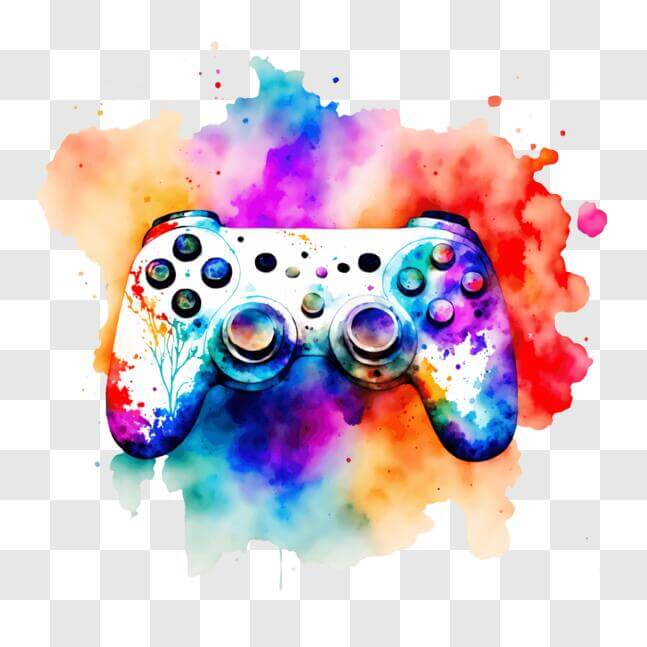 Download Colorful Video Game Controller on Abstract Watercolor ...