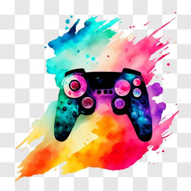 Download Colorful Gaming Controller on Abstract Watercolor Painting ...