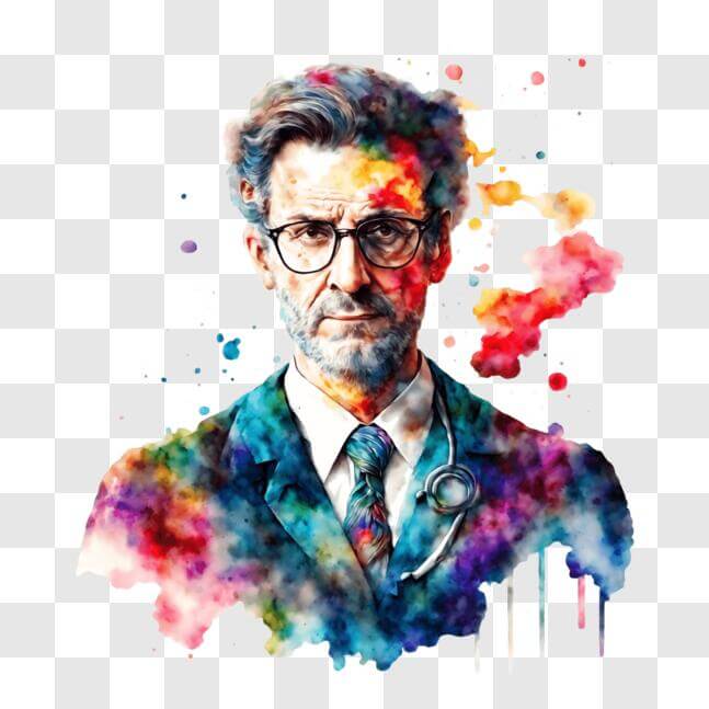 Download Colorful Painting of Dr. David Tennant from Doctor Who PNG