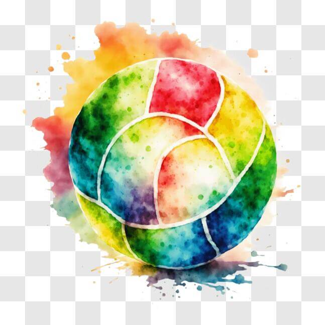 Download Colorful Volleyball Ball with Watercolor Splashes PNG Online ...