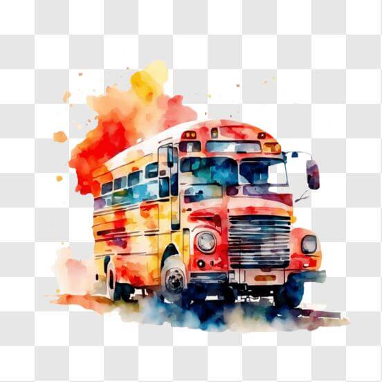Download Colorful Bus on Black Background with Watercolor Splashes PNGs ...