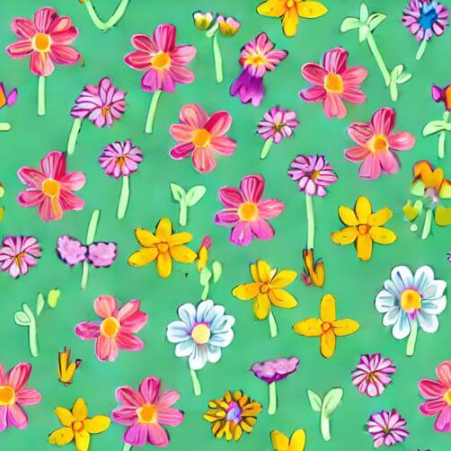 Colorful Flower Pattern on Green Background Colorful Flower Pattern on Green Background thumbnail