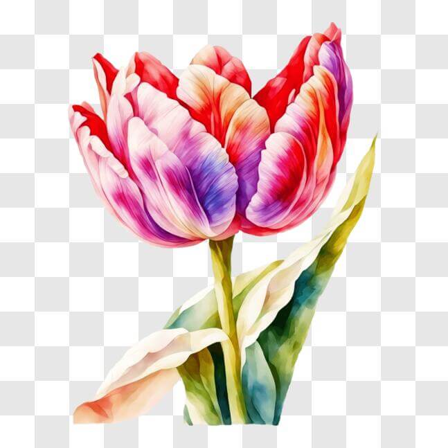 Download Vibrant Watercolor Painting of a Tulip Flower PNG Online ...