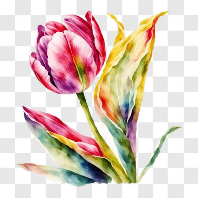 Download Vibrant Watercolor Painting of Tulips PNG Online - Creative ...