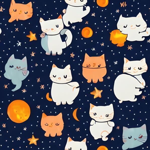 Download White Cats on Moon and Stars Seamless Pattern Patterns Online ...