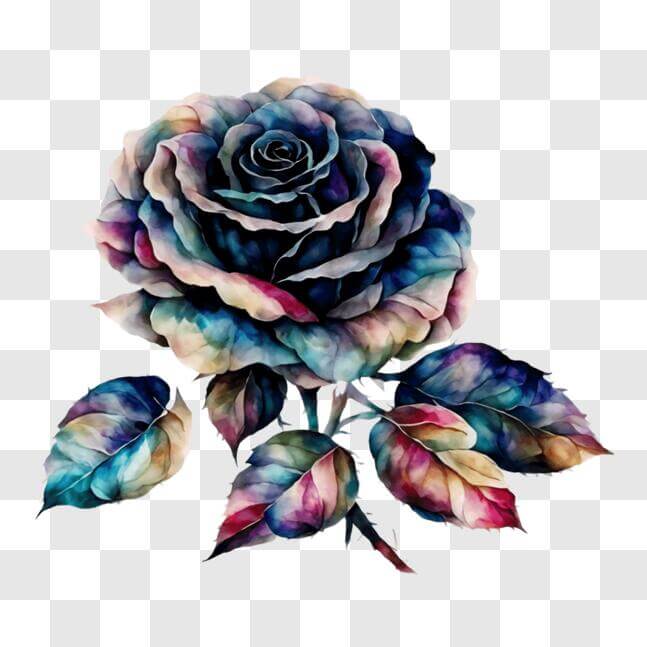 Download Colorful Watercolor Rose Artwork PNG Online - Creative Fabrica