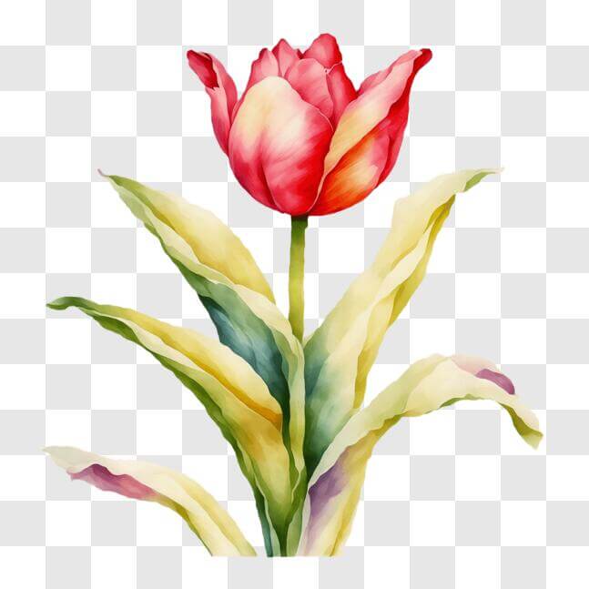 Download Red Tulip Watercolor Painting PNG Online - Creative Fabrica