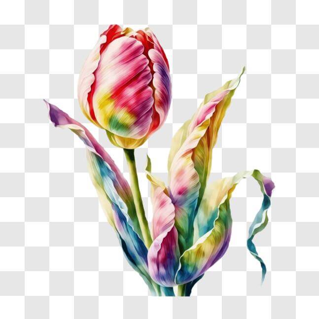 Download Vibrant Watercolor Tulips Painting PNG Online - Creative Fabrica