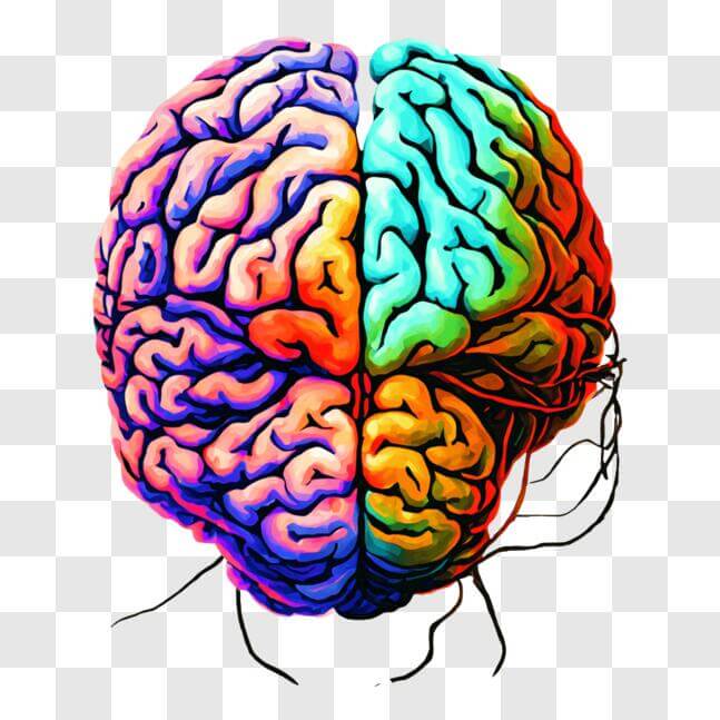 Download Colorful Brain with Connected Wires PNG Online - Creative Fabrica