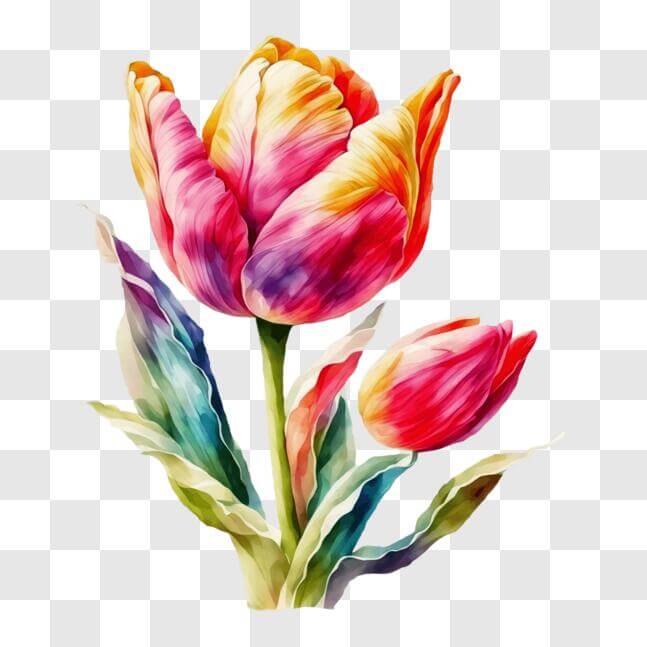 Download Colorful Tulips Heart Artwork PNG Online - Creative Fabrica