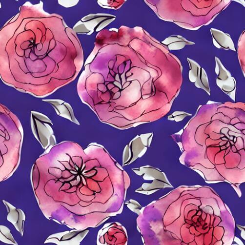 Pink Roses Seamless Pattern on Dark Blue Background Pink Roses Seamless Pattern on Dark Blue Background thumbnail