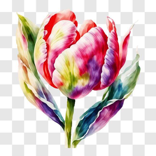Download Beautiful Watercolor Tulip Flower Painting PNG Online ...
