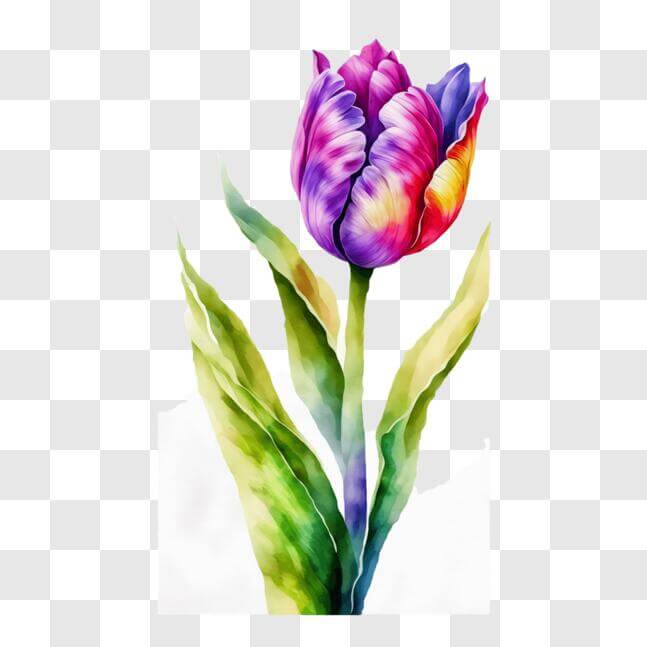 Download Colorful Watercolor Tulip Flower Artwork PNG Online - Creative ...