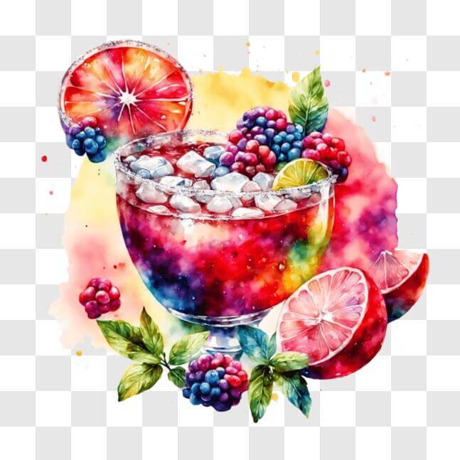 Download Colorful Cocktail with Fresh Fruits PNG Online - Creative Fabrica