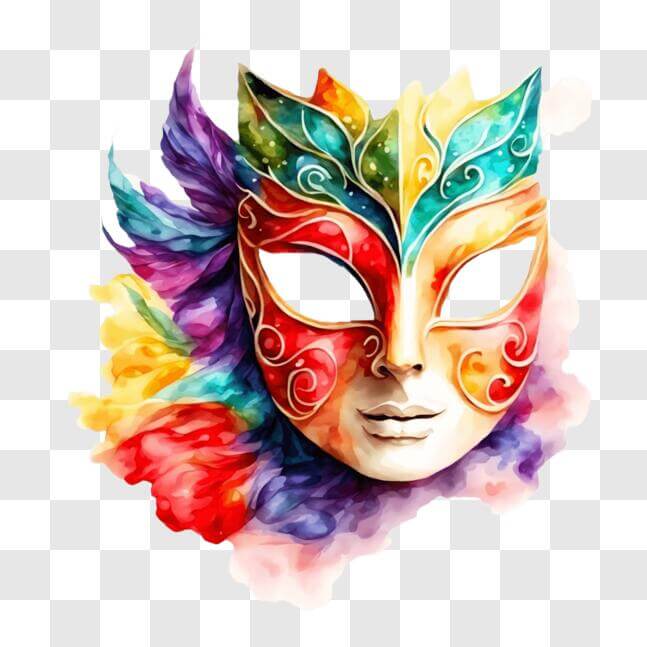 Download Colorful Feather Mask for Masquerade or Carnival PNG Online ...