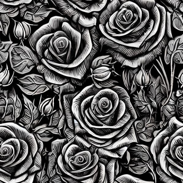 Download Black and White Roses Seamless Pattern on Elegant Black ...