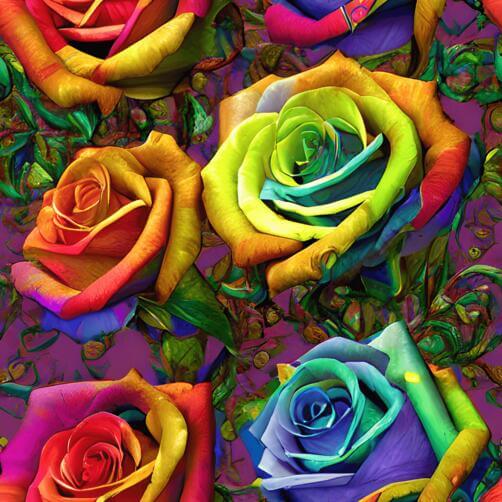 Vibrant Bouquet of Roses in Pink, Yellow, Green, and Blue Vibrant Bouquet of Roses in Pink, Yellow, Green, and Blue thumbnail