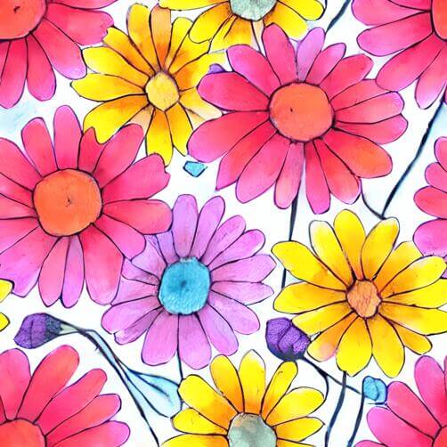 Colorful Flower Pattern on White Background Colorful Flower Pattern on White Background thumbnail