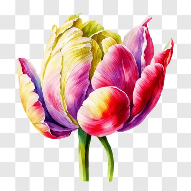 Download Vibrant Tulip Flower Painting PNG Online - Creative Fabrica