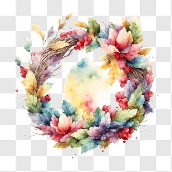Download Beautiful Spring Wreath Decoration PNG Online - Creative Fabrica