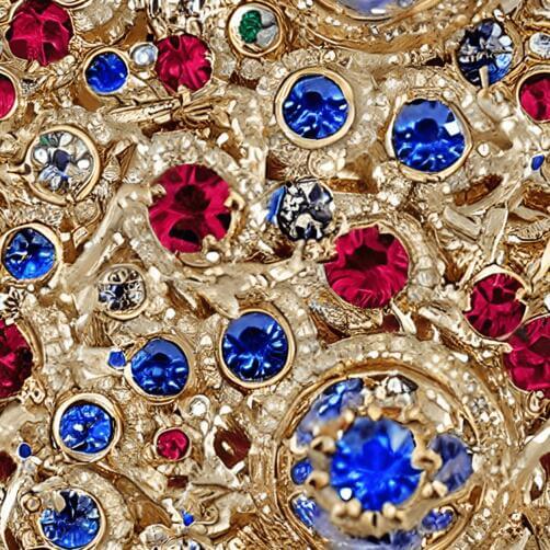 Close-up of a Gold Brooch with Colorful Gemstones Close-up of a Gold Brooch with Colorful Gemstones thumbnail