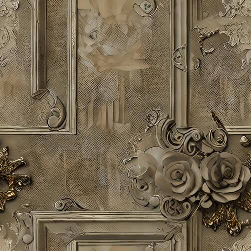 Ornate Decorative Wall with Flowers, Butterflies, and Doors Ornate Decorative Wall with Flowers, Butterflies, and Doors thumbnail