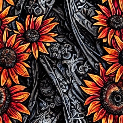 Painting of Sunflowers and Flowers on a Black Background Painting of Sunflowers and Flowers on a Black Background thumbnail