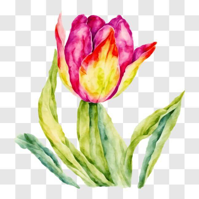 Download Beautiful Watercolor Painting of a Tulip PNG Online - Creative ...