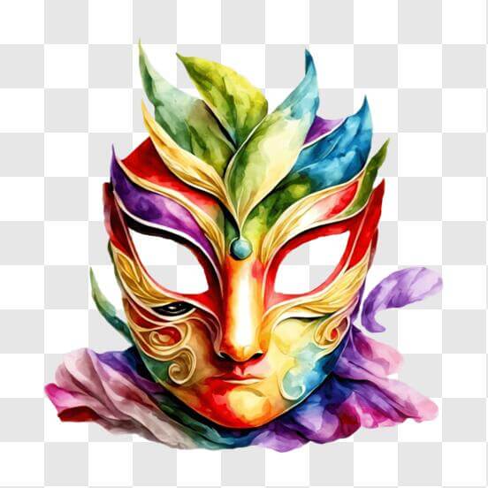 Scarica Maschera colorata con foglie e fiori PNG Online - Creative Fabrica
