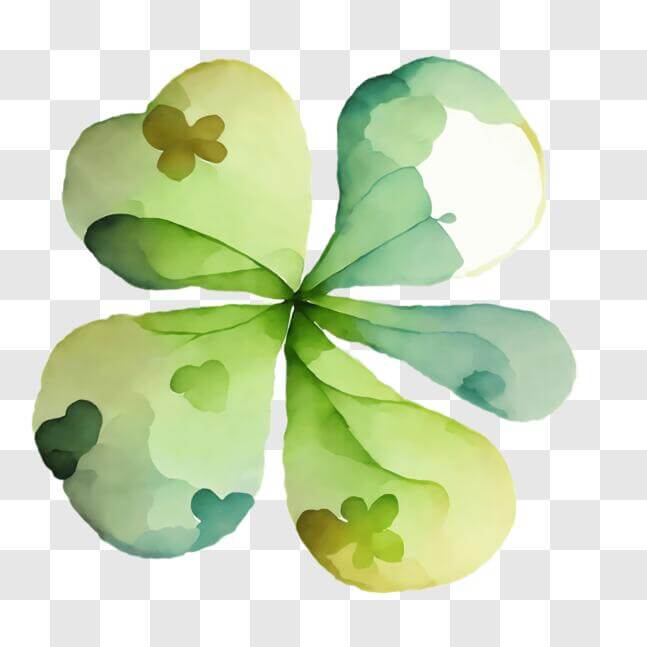 Download Colorful Watercolor FourLeaf Clover Art PNG Online Creative