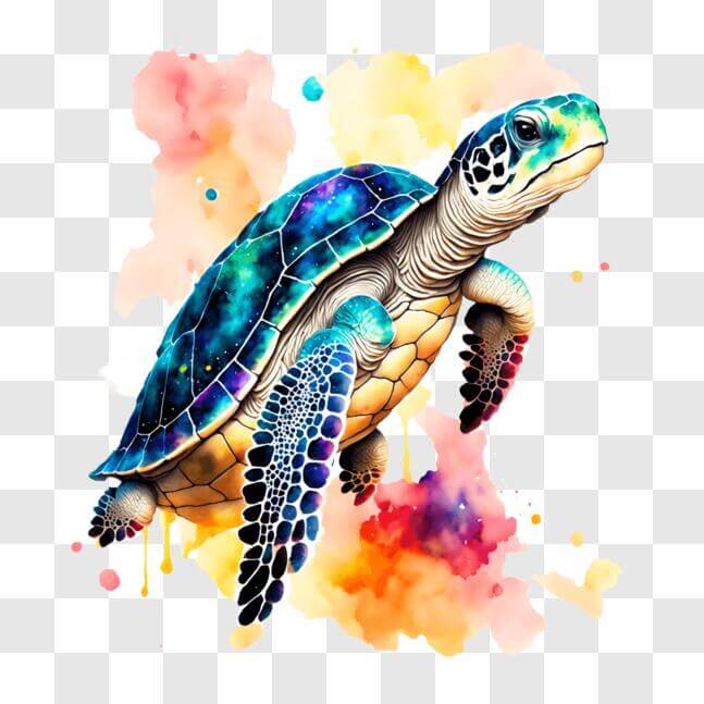 Download Colorful Painted Turtle in Aquatic Environment PNG Online