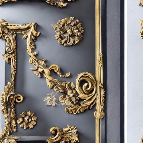 Ornately Decorated Door in Gold and Black Ornately Decorated Door in Gold and Black thumbnail