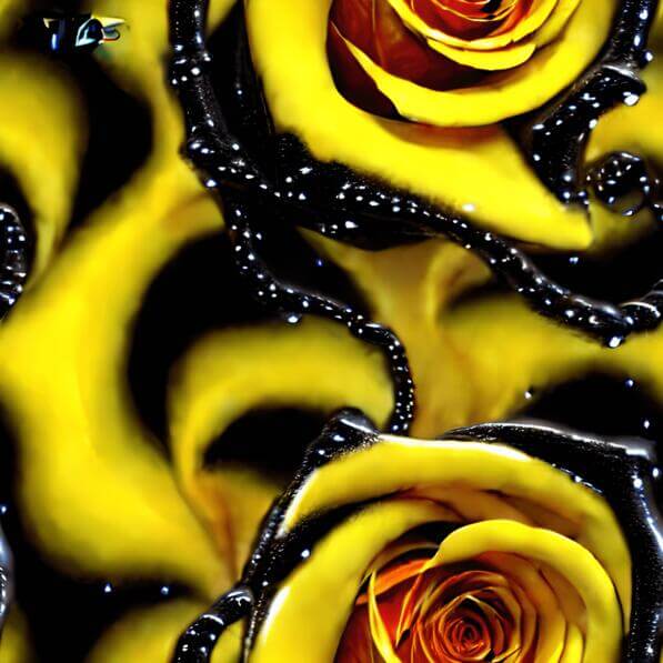 Download Yellow Roses on a Black Background with Abstract Design ...