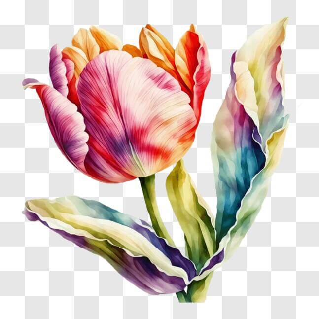 Download Colorful Tulip Flower Artwork PNG Online - Creative Fabrica