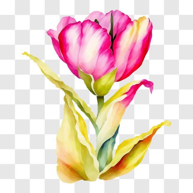 Download Colorful Tulip Flower Painting on Black Background PNG Online ...