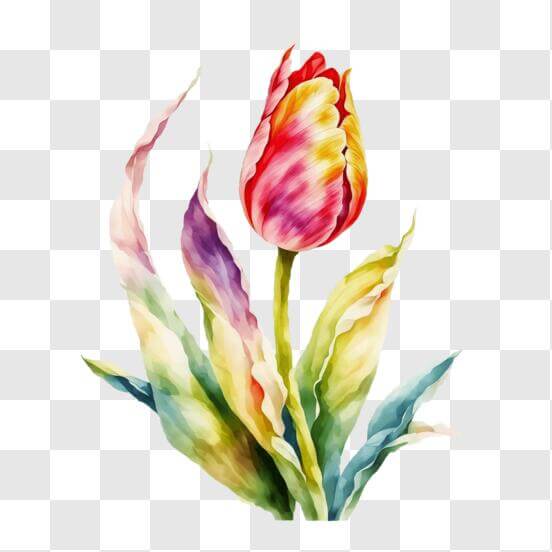 Download Vibrant Tulips in a Lush Green Field PNG Online - Creative Fabrica